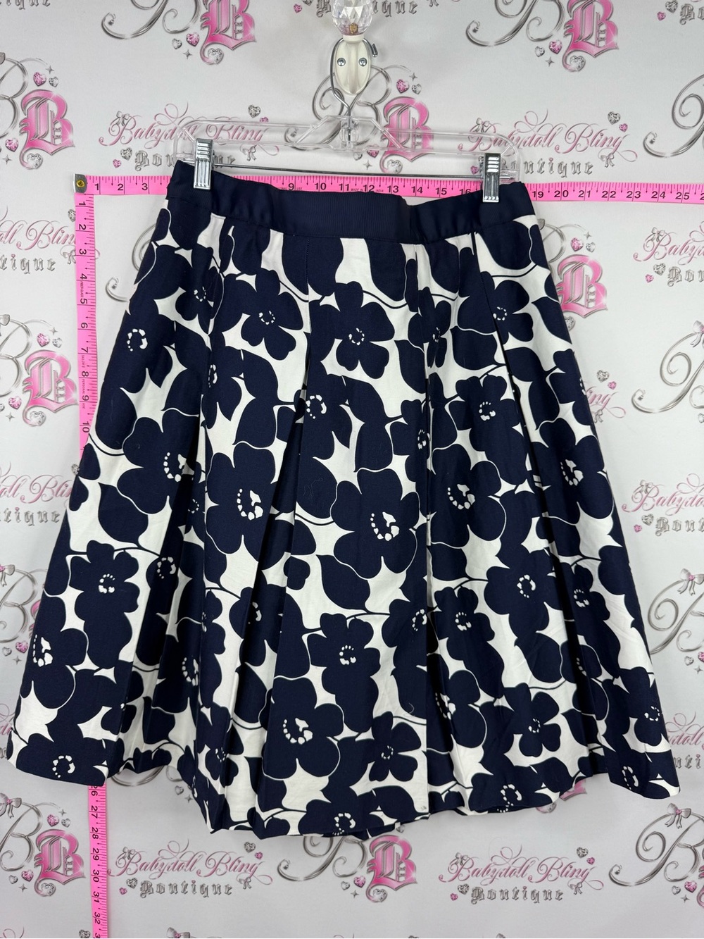 Mario Serrani Italy skirt Navy and White Floral A-Line Skirt